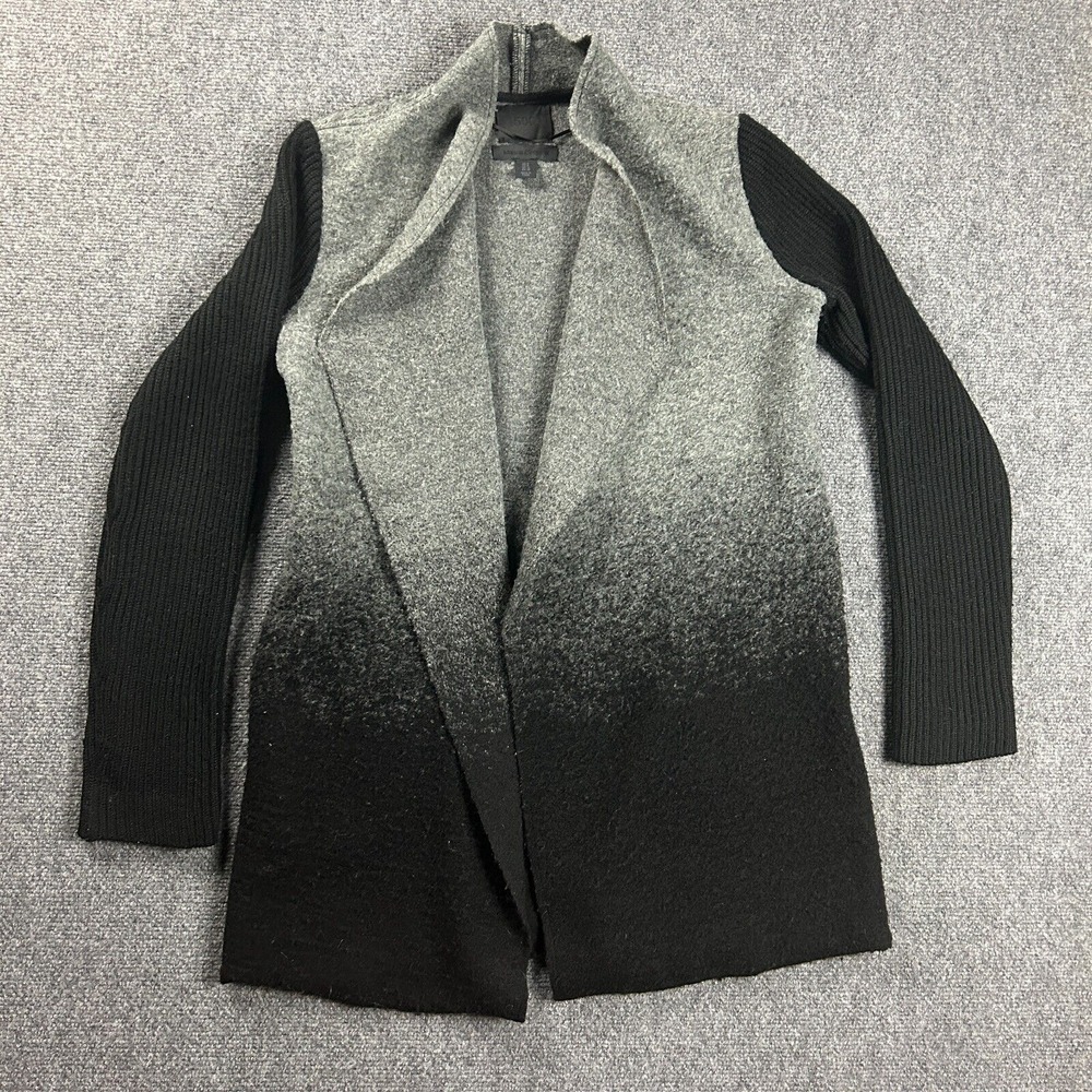 Maison Cinqcent 500 Cardigan Womens 8 Gray Sweater Open Front Wool Blend